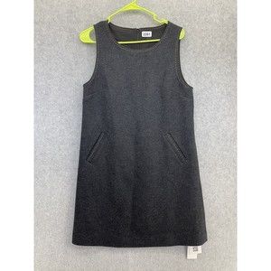 Blueluck Women's Shift Dress Sleeveless Solid Gray Size Small Wool Blend